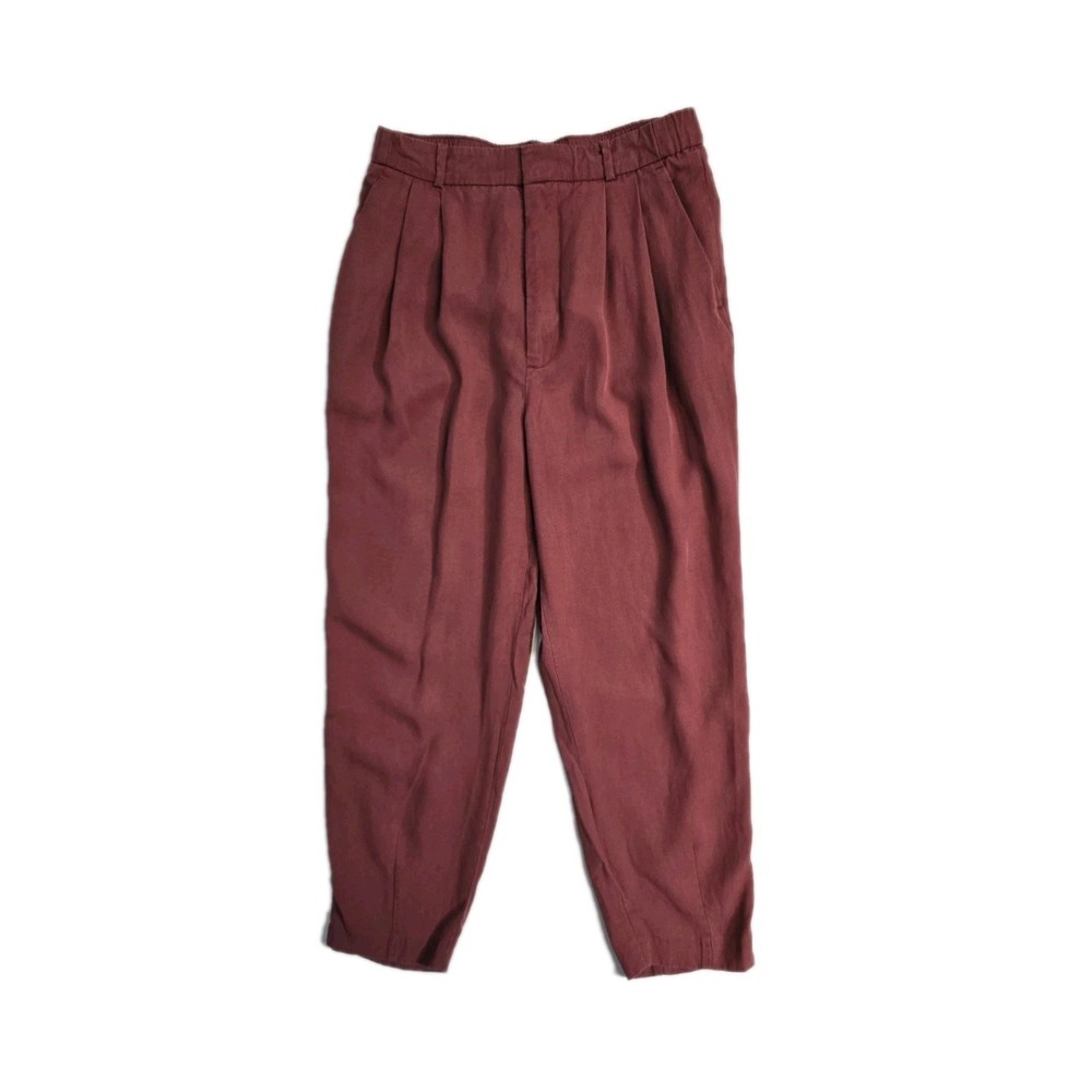 Zara Dusty Pink Trouser Wide Leg Straight Pants XS Pleated